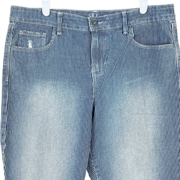 Style & Co Women's Ankle Jeans Size 10 Striped Mid Rise Stretch Blue Distressed - Picture 3 of 9